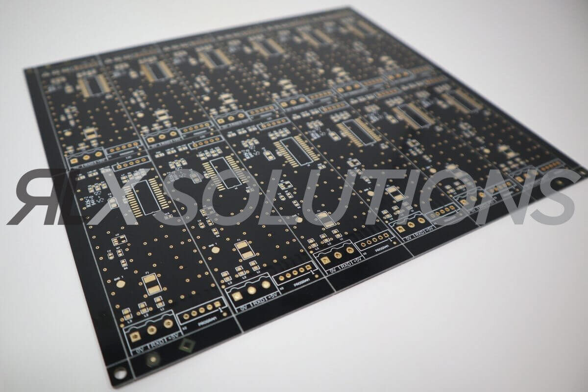 RLX black soldermask PCB panel with ENIG gold-plated pads